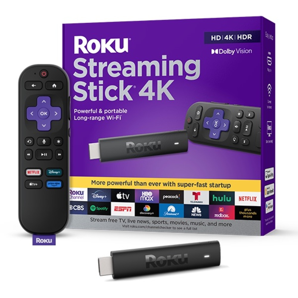 Roku Streaming Stick 4K with Remote - Black and Purple